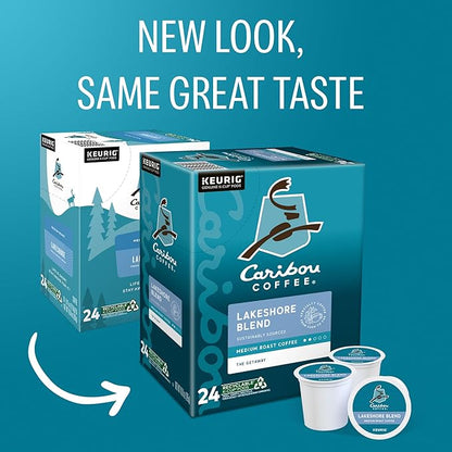 Caribou Coffee Lakeshore Blend Keurig Single-Serve K-Cup Pods, Medium Roast, 24 Count (Pack of 4)