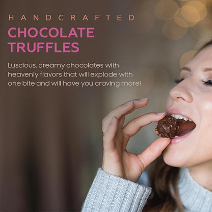 CRAVINGS BY ZOE Gourmet Chocolate Truffle Gift Box | 16 Count | Assorted Gourmet Milk & Dark Chocolate Candy Food Gift Basket Anniversary, Birthday, Get Well, Holiday, Thank You Men Women Mom Her