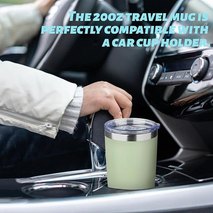 20oz Tumbler with Straw and Brush, Stainless Steel Vacuum Insulated tumbler, Double Wall Insulated Coffee Tumbler for Outdoor, Home, Travel,Office (20 cup-Matcha Green,4pcs)