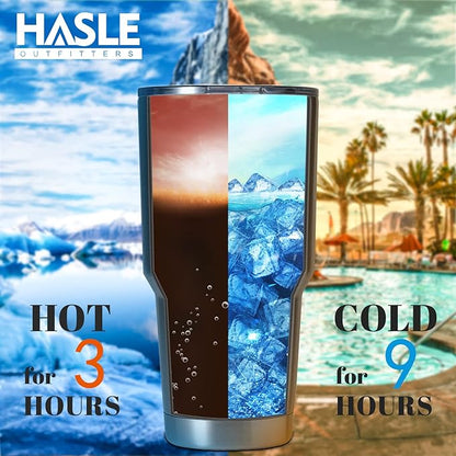 HASLE OUTFITTERS 30oz Stainless Steel Tumbler, Double Wall Vacuum Insulated Travel Mug Tumbler, Durable Insulated Coffee Mug, Gift Box Set (Silver, 8)