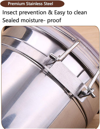 Stainless Steel Food Container with Clear Lids Airtight Storage Container Stackable Small Canisters Kitchen Pantry Storage for Cereal, Snacks, Candy, Herbs, Spices, Sugar, Tea (1.2L Silver)
