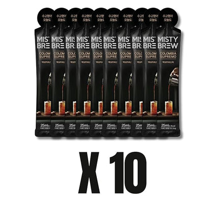 Cold Brew Coffee Concentrate liquid, Single Serve Coffee Sticks, MistyBrew, Imported from Korea, Premium coffee (10 sticks, Supremo)
