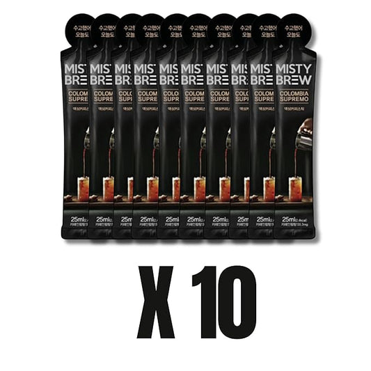 Cold Brew Coffee Concentrate liquid, Single Serve Coffee Sticks, MistyBrew, Imported from Korea, Premium coffee (10 sticks, Supremo)
