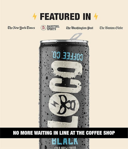 Loco Coffee Black Cold Brew 11 Ounce Can, 12 Count | Zero Sugar, 190mg Caffeine | Gluten Free and Dairy Free | Low Calorie Iced Coffee