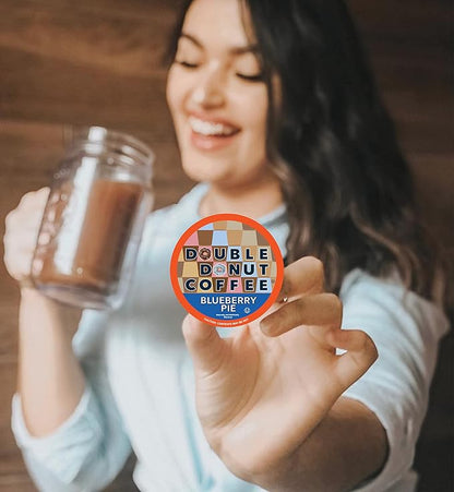 Blueberry Flavored Coffee in Single Serve Pods, Iced or Hot, Keurig K-Cups, 48 Count by Double Donut