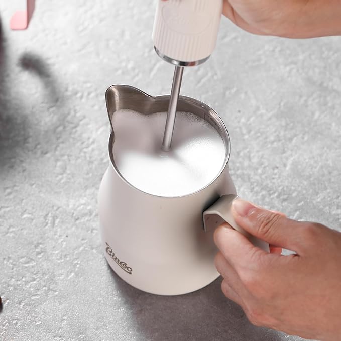 Milk Frothing Pitcher 450ML - Espresso Steaming Pitcher with Large Handle and Spout,Cappuccino Latte Art Cup for Barista and Home Cafe
