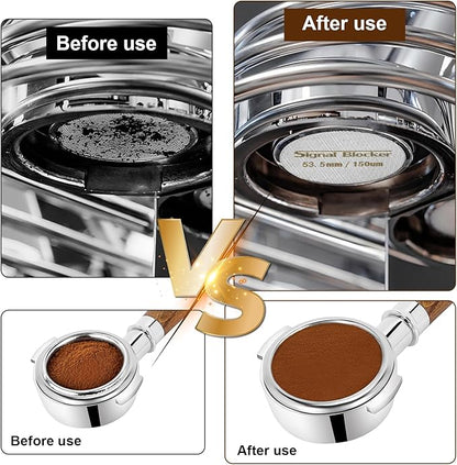 54mm Espresso Dosing Funnel & 53.5mm Puck Screen for Breville: Magnetic Coffee Dosing Ring Aluminium Metal - Reusable 1.7mm Thickness 150μm Puck Screen 316 Stainless Steel | Fits All 54mm Portafilters
