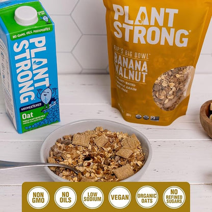 Rip's Big Bowl - PLANTSTRONG Banana Walnut Cereal (6-Pack) Non-GMO Whole-Grain Plant Based Oil Free Pack of 6 x 14oz Bags