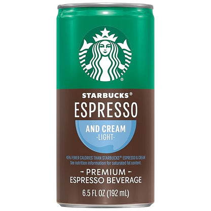 Starbucks Ready to Drink Coffee, Espresso & Cream Light , 6.5oz Cans (12 Pack) (Packaging May Vary)
