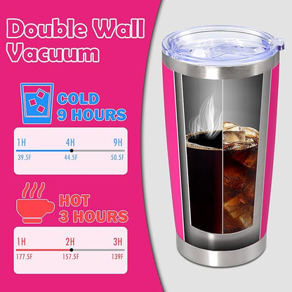 20oz Tumbler Bulk Stainless Steel Tumbler Cup with Lid Vacuum Insulated Double Wall Travel Mug, Durable Powder Coated Travel Coffee Tumbler Mug for Hot & Cold Drinks, Hot Pink,12 Pack