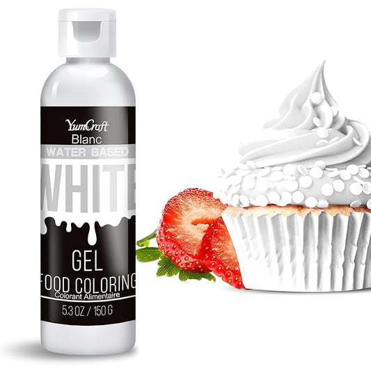 Food Coloring Gel - Vibrant Color Gel Food Coloring for Cake Decorating, Baking, Easter Egg, Icing - Tasteless Food Color Dye for Fondant, Cooking, Slime, Airbrush (White, 5.3oz)
