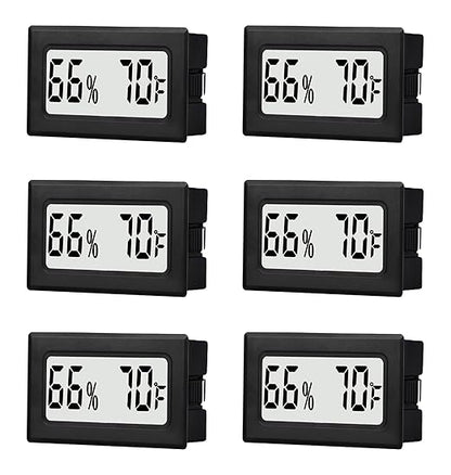 6 Pack Mini Small Digital Hygrometer Thermometer Indoor Temperature and Humidity Meter Gauge with Temp Humidity Sensor Monitor Fahrenheit (℉) for Jars,Home,Room