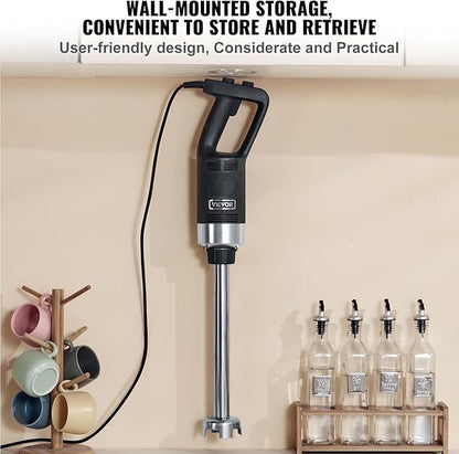 VEVOR Commercial Immersion Blender, 500 Watt 20Inch Heavy Duty Hand Mixer, Variable Speed Mixer with 304 Stainless Steel Blade, Multi-Purpose Portable Mixer for Soup, Smoothie, Puree, Baby Food