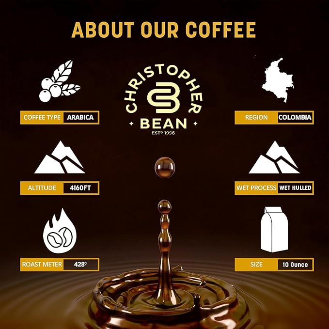 Christopher Bean Coffee - Certified Kosher - Decaf Ground Universal Drip Chocolate Decadence Flavored Coffee| Flavored Coffee with Medium Roast 100% Arabica, No Sugar, No Fats, Non-GMO | 10-Ounce