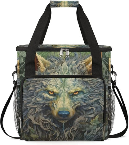 wolf animal vintage Coffee Maker Carring Bag Travel Carrying Storage Tote Bag Compatible with Keurig K-Mini or K-Mini Plus Portable Single Serve Coffee Brewer Case with Pockets for K-cup Pods