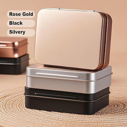 Small Metal Box With Lid-Cookie Tins Metal Tins With Lids Lens Wipes Storage Container Mini Portable Box,Empty Hinged Tin,For Organize Mint Candy Jar,Sewing Tools,DIY Gift Boxes(6 Pcs Silvery)