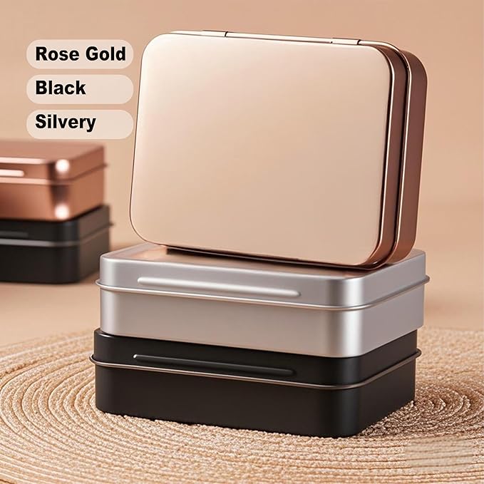 Small Metal Box With Lid-Cookie Tins Metal Tins With Lids Lens Wipes Storage Container Mini Portable Box,Empty Hinged Tin,For Organize Mint Candy Jar,Sewing (Rose Gold, 20 Pcs 3.7" x 2.4" x 0.8")