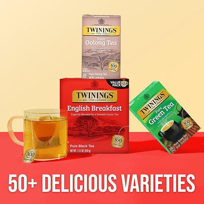 Twinings Pure Oolong Tea Individually Wrapped Bags, 20 Count (Pack of 1), Warm, Nutty Flavor & Golden Colour, Caffeinated, Enjoy Hot or Iced, 20 Teabags