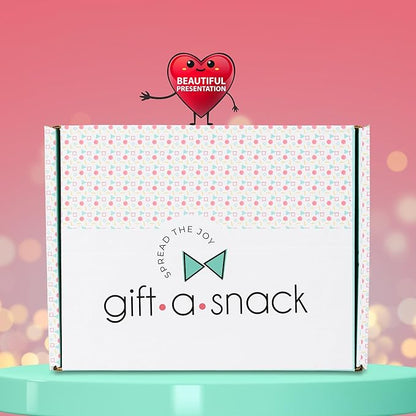 Gift A Snack - Thanksgiving, Holiday, Christmas Stocking Stuffer Snack Box Variety Pack Care Package + Greeting Card (60 Count) Birthday Sweet Treats Gift Basket, Candies Chips Crackers Bars