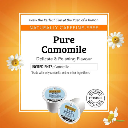 Twinings Pure Camomile Herbal Tea 72 K-Cup Pods for Keurig, 12 Count (Pack of 6), Made with Pure Camomile Blossoms, Naturally Caffeine-Free, Enjoy Hot or Iced