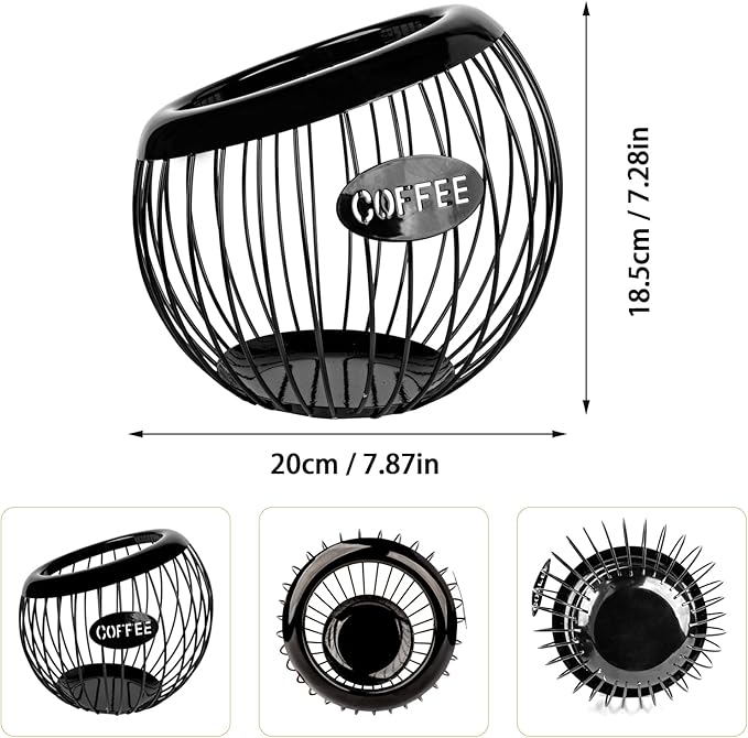 Stainless Steel Cup Coffee Basket pods holder Sturdy for Home or Office Kitchen Counter Organizer Espresso Capsule (BLACK)