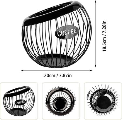 Stainless Steel Cup Coffee Basket pods holder Sturdy for Home or Office Kitchen Counter Organizer Espresso Capsule (BLACK)