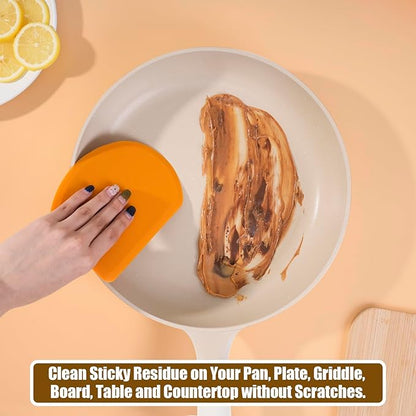 Sapid Flexible Curved Edge Silicone Bowl Scraper(5.98"×4.3"), Food Grade Dough Scraper for Baking Sourdough Bread, Cake, Bench Scrapers, Multipurpose Kitchen Dish Scrapers, Easy to Clean (1, Orange)