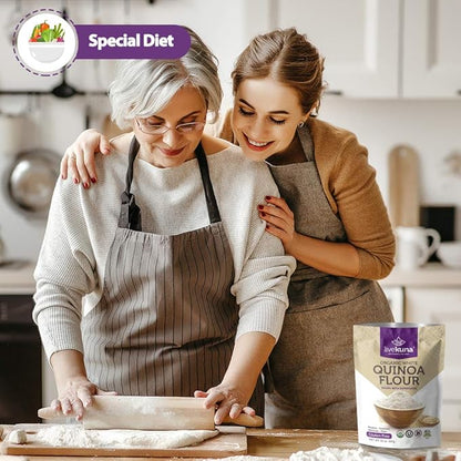 LiveKuna Organic Quinoa Flour - Gluten Free All Purpose Flour & Wheat Flour Alternative For Baking & Cooking Recipes - Vegan Quinoa Flour, Rich In Protein & Fiber for Keto & Paleo Diets, 32oz Bag