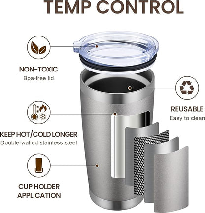 MEWAY 20oz Tumbler Cup Double Wall Vacuum Insulated Travel Mug Bulk, Stainless Steel Tumblers with Lid and Straw, Durable Powder Coated Coffee Cups for Cold & Hot Drinks (Cold Grey, 1)