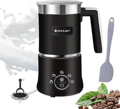 Huogary 5-in-1 Detachable Milk Frother Electric Milk Frother and Steamer Automatic Milk Foamer Frother Hot and Cold Foam Hot Chocolate Maker with Dishwasher Safe (Black)