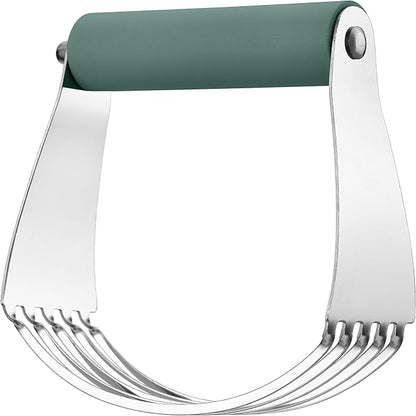 Spring Chef Large Dough Blender For Baking, Manual Dough Cutter Tool, Stainless Steel Puff Pastry Cutter Tool with Sharp Blades, Dishwasher Safe Pastry Blender for Easy Mixing - Pine Green