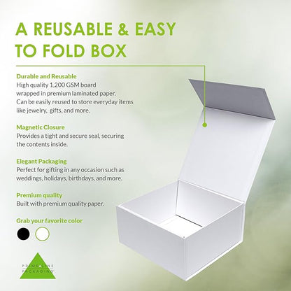 Prime Line Packaging Christmas Gift Boxes, Holiday Gift Boxes with Lids for Presents, Extra Large White Magnetic Gift Box for Gift Wrapping, Weddings, Storage, Bulk, 14x14x6, 15 Pack
