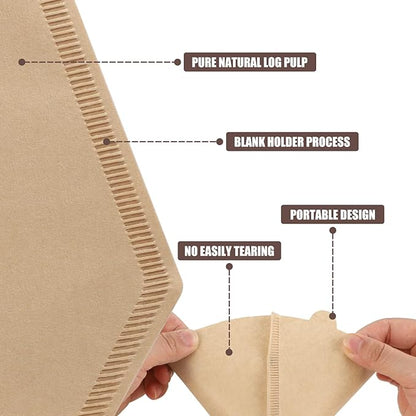 400 Count Cone Coffee Filters #2, 2 Coffee Filters Unbleached Natural Brown Disposable Coffee Filter Compatible with Pour Over and Drip Coffee Maker