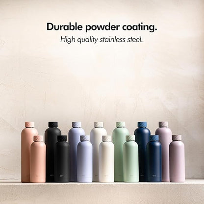 KIVY Stainless Steel Insulated Water Bottle 16oz | Leak Proof BPA-Free Metal Water Bottle - Slim water bottle no straw - Blue water bottle screw top