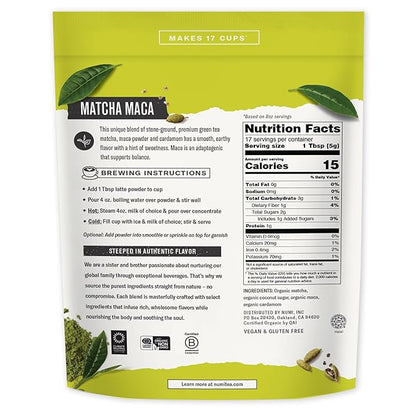 Numi Organic Matcha Maca Latte Powder – Green Tea Matcha Latte Mix with Adaptogens & Antioxidants – Vegan & Gluten Free, 2.5 oz (Makes 17 Cups)
