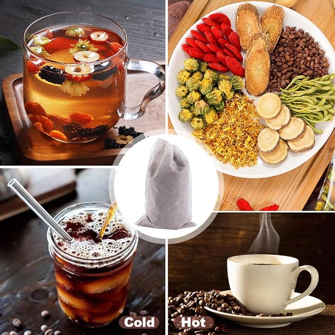 YQL Cold Brew Coffee Filter Bags, 8X12 Inch 50PCS No Mess Cold Brew Coffee Filters Disposable Mesh Brewing Bags Tea Filter Bag For Cold Brew Coffee or Tea(4x6/6x10inch Available)