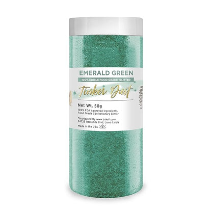 BAKELL Emerald Green Edible Glitter, 50 Grams | TINKER DUST Edible Glitter | KOSHER Certified | 100% Edible Glitter | Cakes, Cupcakes, Cake Pops, Drinks, Dessert Vegan Glitter & Dusts (50g, Emerald Green)