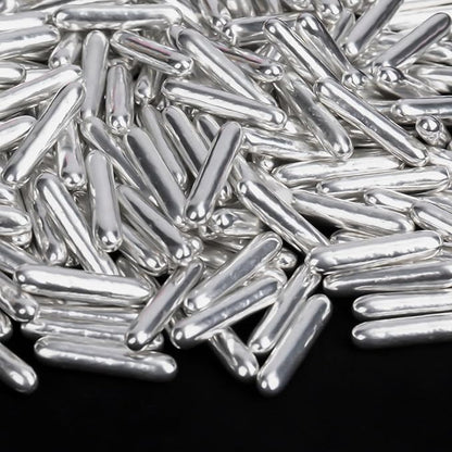 Twisweet Silver Rods Sprinkles, Edible Sugar Sprinkles for Cake Decorating, Candy Rods for Baking Cake Topper Ice Cream Cupcake Cookie Donut Decorations, Wedding Valentines Birthday Party Christmas Easter Supplies (130g/4.58oz)
