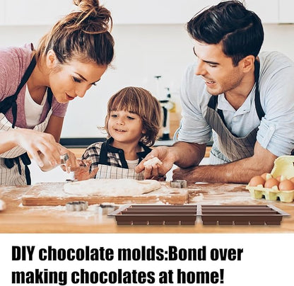 2 PCS Chocolate Molds, Candy Bar Mold, Silicone Deep Chocolate Bar Mold, Non-stick Eusable High and Low Temperature Resistant for Home-Made Chocolate (Rectangle)