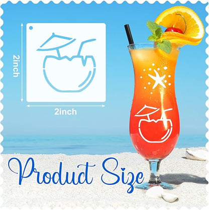 100 Pcs Stencils for Painting on Wood Reusable Stencil Crafts Drawing Templates Holiday Wall Paper for DIY Scrapbook Home 2 x 2 Inch(Hawaiian Style)