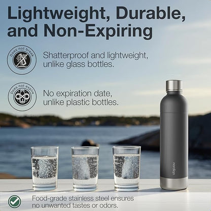 Stainless Steel Carbonating Bottle 33 oz | Compatible with Aarke Carbonator 3, Sodastream (Excl. model Aqua Fizz + Jet) and many others| Dishwasher Safe, No Expiration Date, BPA-Free