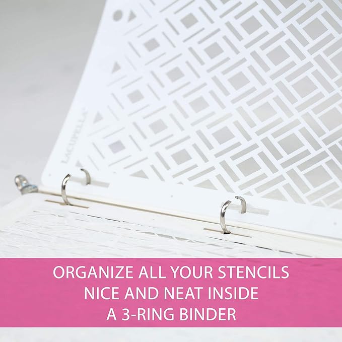 Cake Baking Stencil - Seamless Delicate Pattern for Decorating Tall Double Barrel Cake to Use with Buttercream, Royal Icing, Ganache, Paint, Airbrush (Skipp)