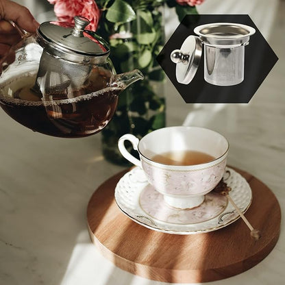 Hemoton Tea Strainer Insert with Lids Stainless Steel Tea Infuser Tea Filters Metal Teapot Replacement Mesh Strainer Tea Pot Accessories (Silver )