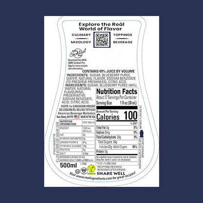 Blueberry Reàl Infused Exotics, Blueberry Puree Infused Syrup, 16.9 FL OZ Squeezable Bottle (Pack of 3)