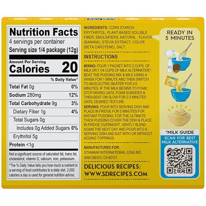 Simply Desserts Banana Instant Pudding, Sugar-Free, 6-Pack – Healthy Dessert, Keto Snacks, Vegan & Diabetic-Friendly, Kosher, 1.7 Oz Ea