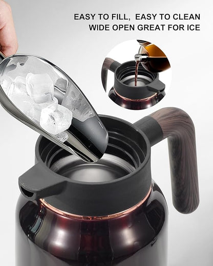 51 Oz Carafes for Hot Liquid, Stainless Steel Insulated Vacuum Thermal Coffee Carafes For Keeping Hot, 1.5 Liter Coffee Dispenser(Angola Red)