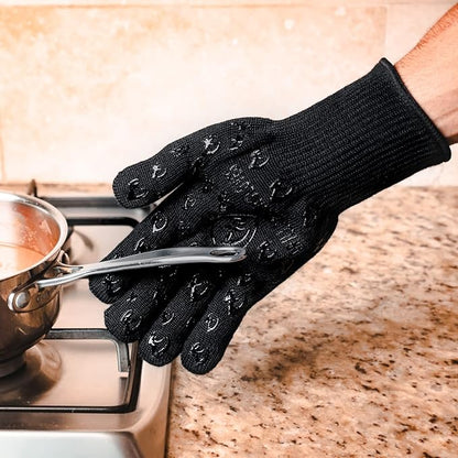 Grill Armor Oven Gloves 932°F Extreme Heat & Cut Resistant Oven Mitts with Fingers for BBQ, Cooking, Grilling, Baking – Accessory for Smoker, Cast Iron, Fire Pit, Camping, Fireplace and More