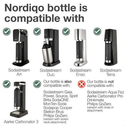 Stainless Steel Carbonating Bottle 33 oz | Compatible with Aarke Carbonator 3, Sodastream (Excl. model Aqua Fizz + Jet) and many others| Dishwasher Safe, No Expiration Date, BPA-Free