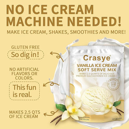 10 Ounce Ice Cream Mix Vanilla Soft Serve Mix Soft Serve Mixes Base Powder Homemade for Ice Cream Maker Machine