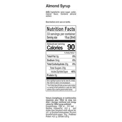 1883 Almond Syrup for Drinks – Made in France, Premium Beverage Mixer, 1 Liter Plastic Bottle